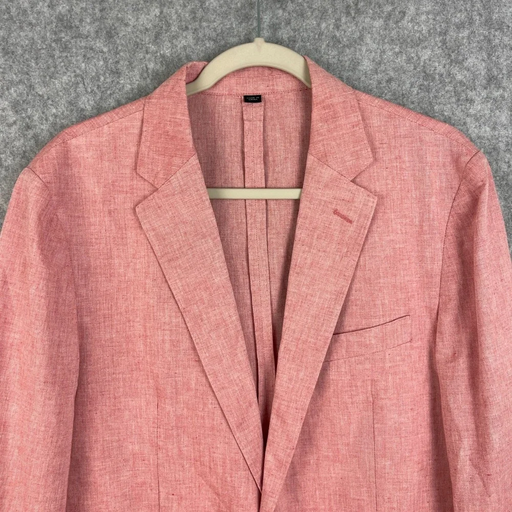 J Crew Suit Jacket Mens 40R Pink Ludlow Slim Unstructured Cotton Linen Somelos